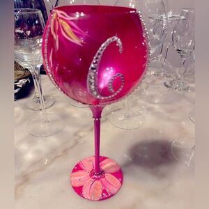 Hand painted customized/personalized wine glass. 23.5oz long stem